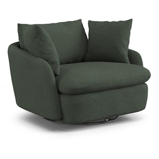 Leigh 47" Grand Swivel Lounge Chair - Green Wool Bouclé