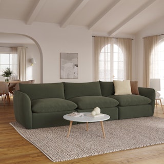 Leigh 131.5" Modular Sofa - Hale Fir Green