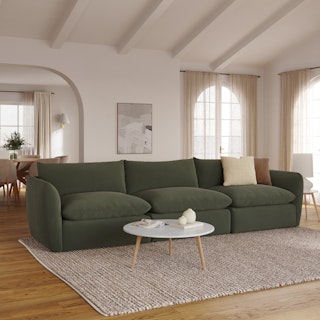 Leigh 131.5" Velvet Modular Sofa - Hale Fir Green