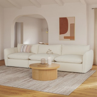 Leigh 131.5" Modular Sofa - Ivory Wool Bouclé