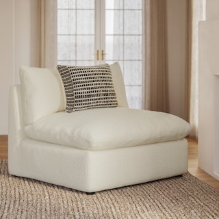 Leigh 39.5" Armless Chair Module - Ivory Wool Bouclé