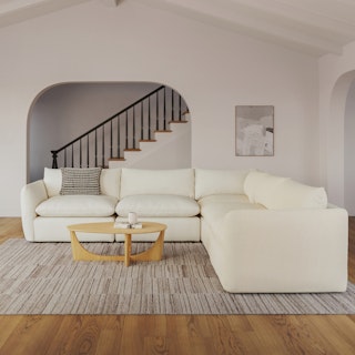 Leigh 126" Modular Corner Sectional - Ivory Wool Bouclé