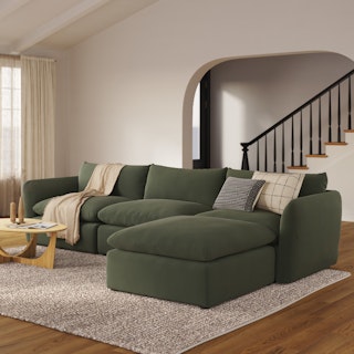 Leigh 131.5" Velvet Modular Sectional - Hale Fir Green