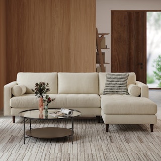 Sven 100" Tufted Right Sectional - Ivory Wool Bouclé