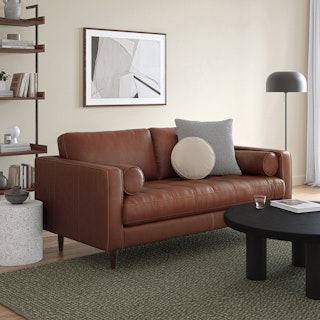 Sven 72" Tufted Leather Loveseat - Taos Brown