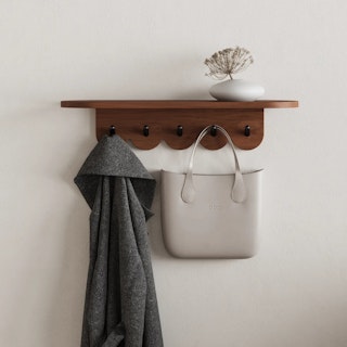 Shelly 24.5" Shelf and Coat Rack - Black and Walnut