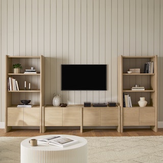 Torme 140" Media Storage Set - White Oak