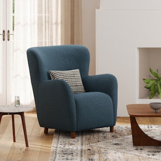 Archie 31.5" Lounge Chair - Bijou Blue Bouclé