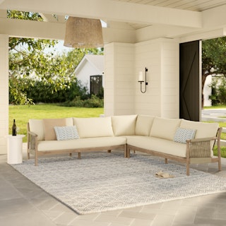 Rosa 110" Outdoor Corner Sectional - Dravite Ivory