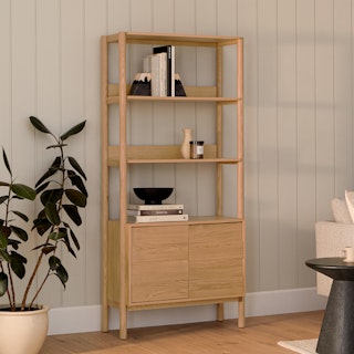 Merto 33" Shelving Unit with Storage - Natural Oak