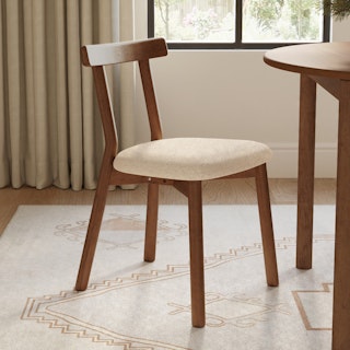 Ulka Dining Chair - Walnut and Ratine Buff