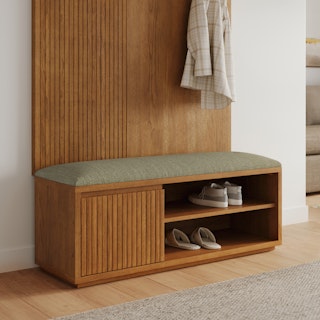 Kouva 47" Bench - Smoked Oak and Algonquin Green