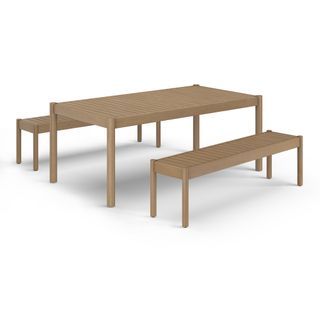 Rosa 75" Outdoor Dining Table Set - Light Eucalyptus