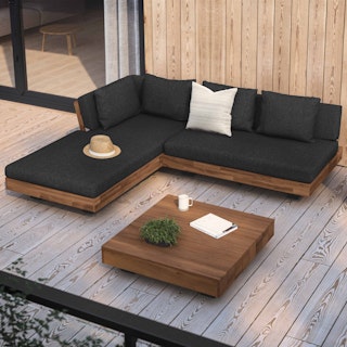 Lubek 82.5" Outdoor Low Left Sectional Set - Slate Gray