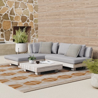 Lubek 82.5" Outdoor Low Left Sectional Set - Beach Sand
