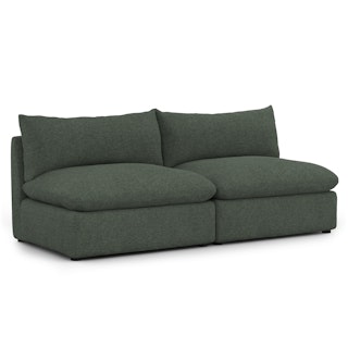 Leigh 79" Armless Modular Sofa - Green Wool Bouclé