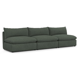 Leigh 118" Armless Modular Sofa - Green Wool Bouclé