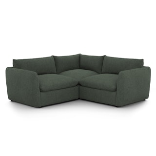 Leigh 87" Modular Corner Sectional - Green Wool Bouclé