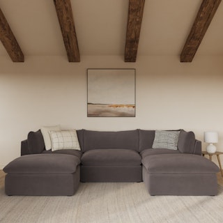 Leigh 121.5" Velvet Modular 3-Seater U-Shaped Sectional - Hale Warm Gray