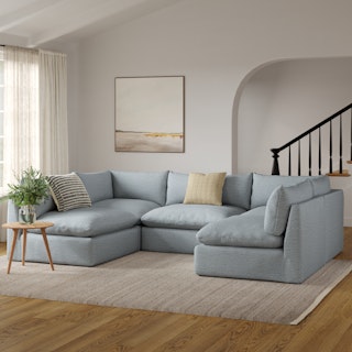 Leigh 121.5" Modular 5-Seater U-Shaped Sectional - Silver Light Blue