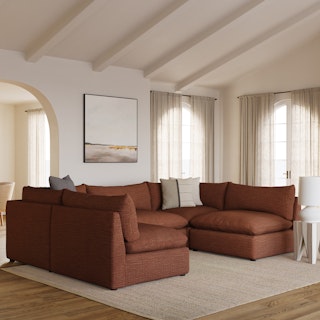 Leigh 121.5" Modular 5-Seater U-Shaped Sectional - Napa Rust