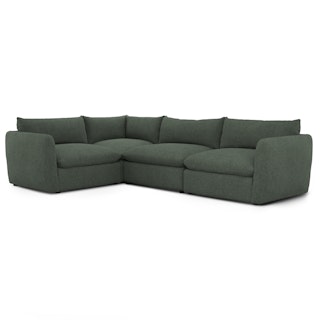 Leigh 126" Modular L Sectional - Green Wool Bouclé