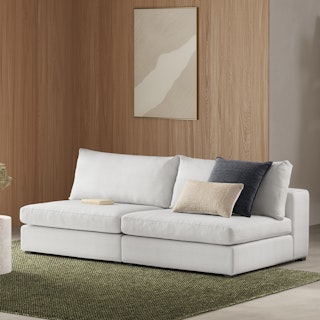 Beta 79" Armless Modular Sofa - Quartz White