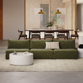 Beta 118" Armless Modular Sofa - Cypress Green