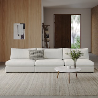 Beta 118" Armless Modular Sofa - Quartz White