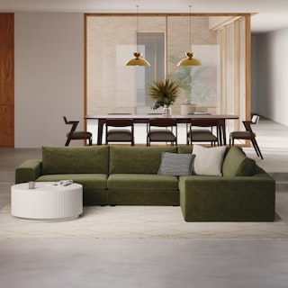 Beta 133.5" Modular L Sectional - Cypress Green