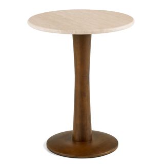 Fiore Travertine Side Table - Walnut