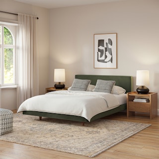 Tessu Queen Low Profile Velvet Bed - Hale Fir Green
