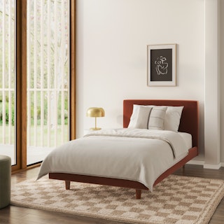 Tessu Twin Low Profile Velvet Bed - Hale Rust