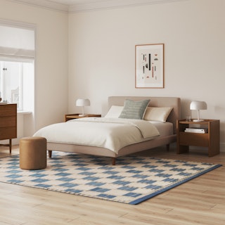 Tessu Full Low Profile Upholstered Bed - Sandstone Wool Bouclé