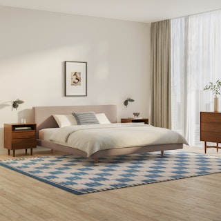 Tessu King Low Profile Upholstered Bed - Sandstone Wool Bouclé