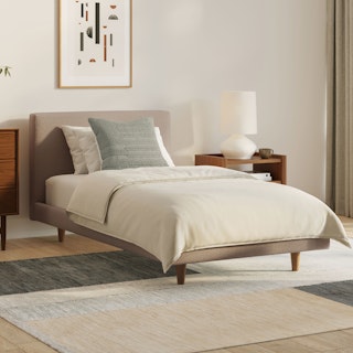Tessu Twin Low Profile Upholstered Bed - Sandstone Wool Bouclé