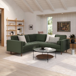 Sven 91" Tufted Velvet Corner Sectional - Plush Pacific Green