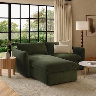 Leigh 86" Velvet Reversible Storage Sectional - Hale Fir Green