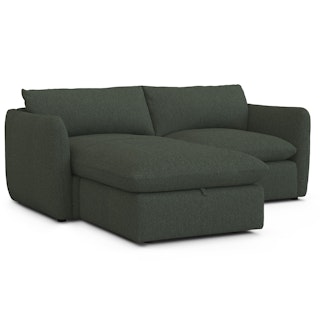 Leigh 86" Reversible Sleeper Storage Sectional - Green Wool Bouclé