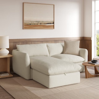 Leigh 86" Reversible Storage Sleeper Sectional - Ivory Wool Bouclé