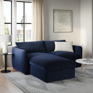 Leigh 86" Velvet Reversible Sleeper Storage Sectional - Hale Ink