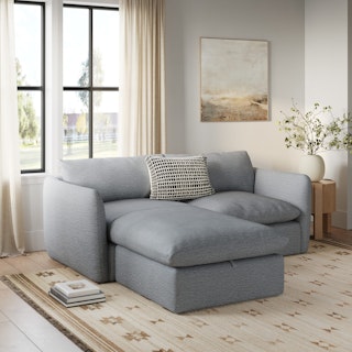 Leigh 86" Reversible Sleeper Storage Sectional - Silver Light Blue