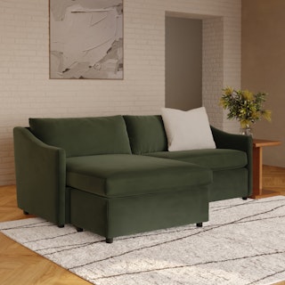 Landry 84.5" Velvet Reversible Storage Sectional - Hale Fir Green