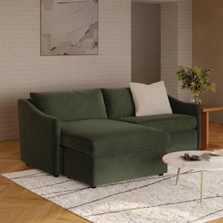 Landry 84.5" Velvet Reversible Storage Sectional - Hale Fir Green