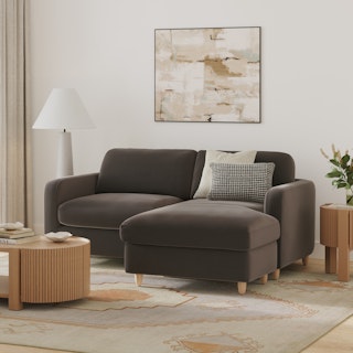 Vati 80" Velvet Right Storage Sectional -  Hale Warm Gray