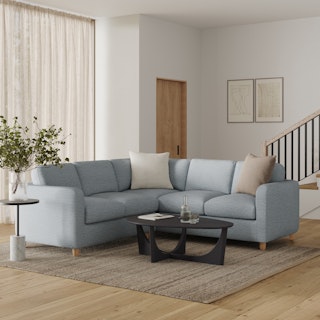 Vati 92" Corner Sectional -  Silver Light Blue
