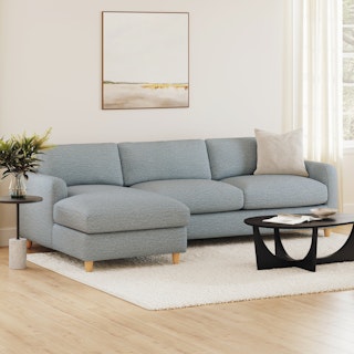 Vati 98.5" Left Storage Sleeper Sectional - Silver Light Blue