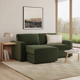 Riley 84" Velvet Reversible Storage Sectional - Hale Fir Green