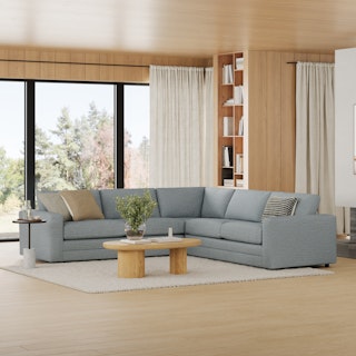 Riley 114" Corner Sectional - Silver Light Blue