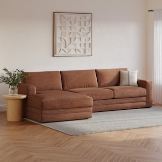 Riley 118" Left Storage Sleeper Sectional - Napa Rust